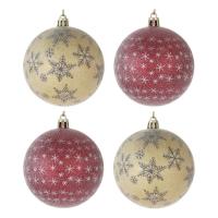 Набор шаров СНОУ БУМ 8см 4шт красный золотой со снежинками 26-121 