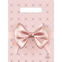 Пакет Персиковый бант полиэтиленовый с вырубной ручкой 19х25см 30мкм 