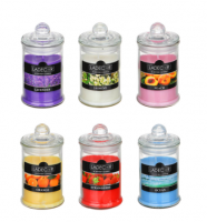 Свеча ароматическая в стеклянном подсвечнике с крышкой парафин LADECOR 6x11см 6цв  