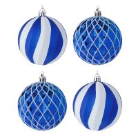 Набор шаров СНОУ БУМ 8см 4шт синий белый 26-141 