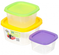 Контейнер д/хран.продуктов BioFresh 3шт (0,23/0,5/0,9л) квадрат IS10512 Spark Plast 