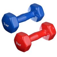Гантель SILAPRO с виниловым покрытием 3,0кг(+-110гр), 2 цвета, арт.15-210 