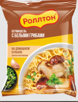 Изделия макаронные БП вермишель на домашнем* бульоне с белыми грибами. Роллтон (пачка 60г) 