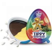 Шоколадное яйцо TIPPY с двухслойной  шоколадной пастой банан и молочный шоколад и двумя игрушками 