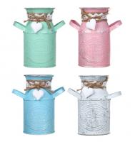 Кашпо декоративное с декором металл 4 цвета 8x13x14,5см 