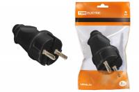 Вилка прямая с/з черная 16А 250В TDM SQ1806-0004 