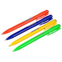 Авторучка шариковая синяя, 0,7мм, пластик, 4 цвета корпуса 