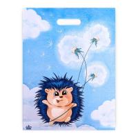 Пакет Ежик с одуванчиком полиэтиленовый с вырубной ручкой 30х40см 60мкм 