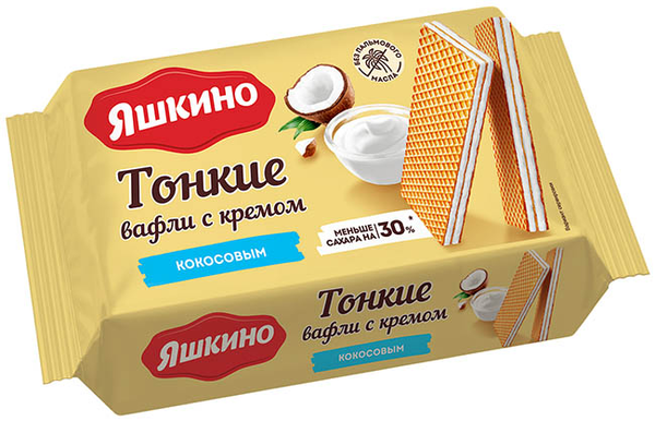 Ваф.тонкие Яшкино 144г кокосовый крем 