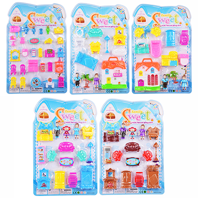 Игровой набор "Мебель мини", 11пр., пластик, 28х43х4см, 5 дизайнов, 