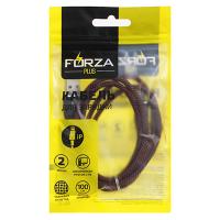 Кабель для зарядки телефона FORZA, спиральная тканная оплетка, iP, 2А, 1м, пластик 