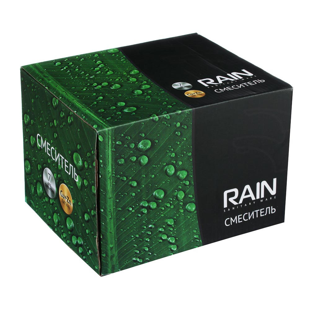 RAIN Смеситель для ванны Алия, с кор. изливом, керам. кран-буксы 1/2,  с ком. для душа,  латунь 