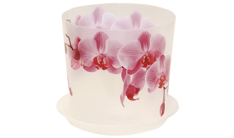 Кашпо Деко D125мм Орхидея белая 1,2л 