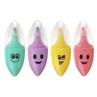 Маркер-выделитель мини, с принтом в форме смайлика, овальный корпус, линия 4мм, 4 цвета 