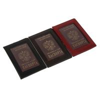 Обложка для паспорта с окном ПУ, 14х10см, 2-3цв ЮL 