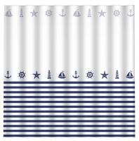 Штора для ванной упрочн. Морское путешествие SC-PE-38, 12 колец, 180*180см, п/э, 7102, Рыжий Кот 