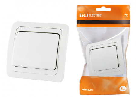 Одноклавишный выключатель TDM 10А белый Валдай SQ1804-0001 