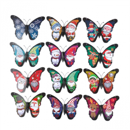 Магнит пластик Бабочки Зимняя сказка набор 12шт 