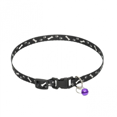 Ошейник Лапки-кости с бубенчиком капрон 30х1см чёрный 