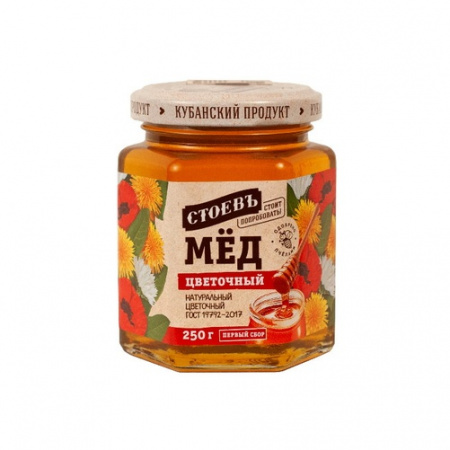 Мед натуральный "Стоев" цветочный с/б (евро) 250г 
