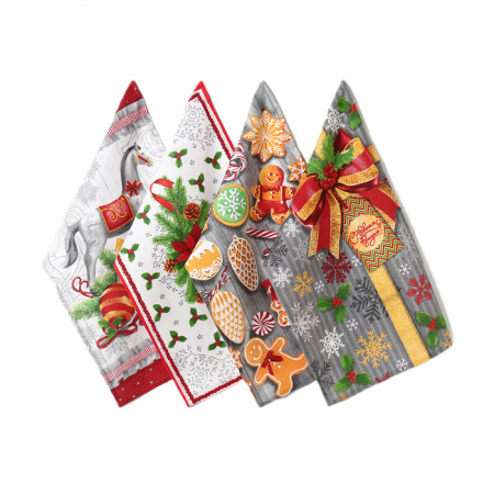 Набор полотенец кухонных Доляна Подарок 35х60см 4шт 