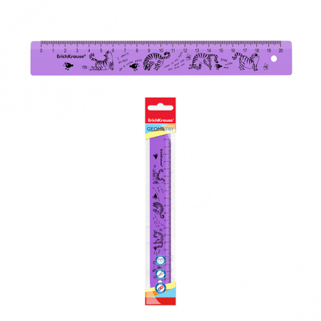 Линейка 20см дизайн ErichKrause Zen Cats прозр сиреневая европодвес 