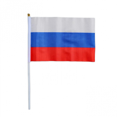 Флаг России 14х21см, шток 30см, полиэфирный шёлк 