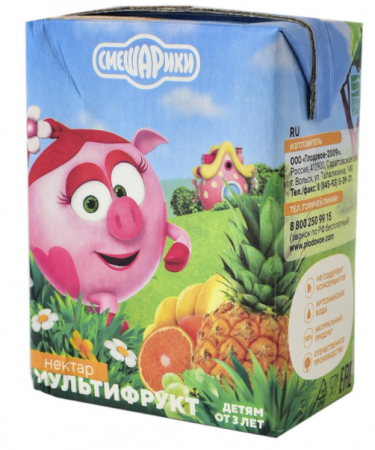 Нектар мультифруктовый Смешарики Тетра Пак 0,2л 
