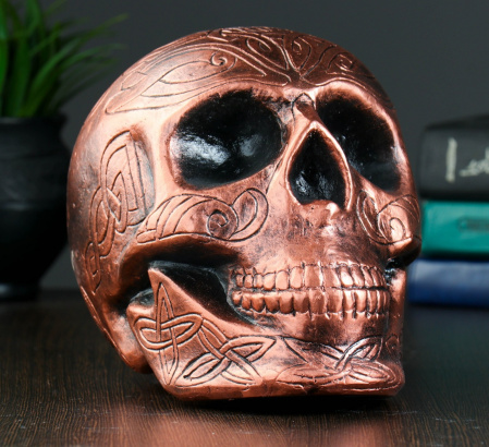 Копилка Череп, 17х13см золото, бронза 