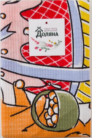 Полотенце Доляна  Пасхальные яйца 35х60см, 100% хл, вафля 
