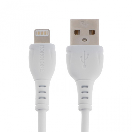 Кабель Borofone BX51, Lightning - USB, 2,4 А 1м, PVC оплётка, белый 