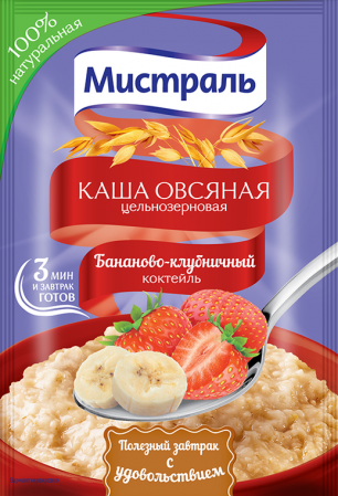 Каша овсяная МИСТРАЛЬ Бананово-клубничный коктейль 40г 