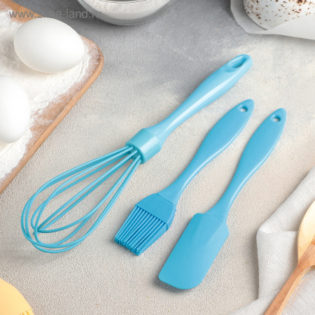 Набор для выпечки 3 пр "Лето": лопатка, кисть, венчик, цвета МИКС 811883 