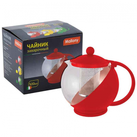 Чайник заварочный стекло/пластик, фильтр нерж сталь цвета микс Variato-500ML 910101 Mallony 500мл 