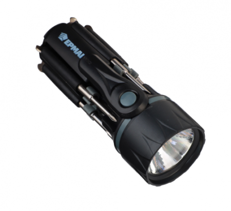 Фонарь с инструментами, 8в1, 2 LED, 2 режима, 3xAAA, пластик, металл ЕРМАК 