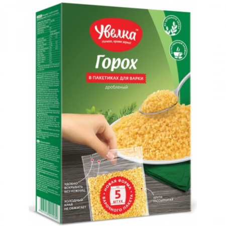 Крупа вар пак горох дробленый Увелка 5х80г 