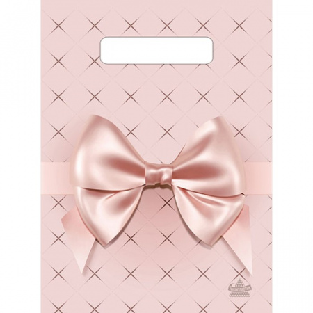 Пакет Персиковый бант полиэтиленовый с вырубной ручкой 19х25см 30мкм 