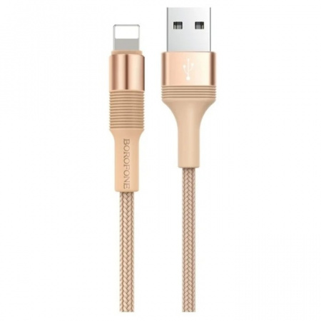 Кабель Borofone BX21 Lightning - USB 2.4 А 1м тканевая оплётка золотистый 