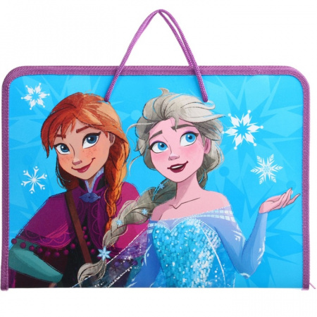 Папка д/труда А4 с ручками молния вокруг пластик ПТР-6 Холодное сердце 