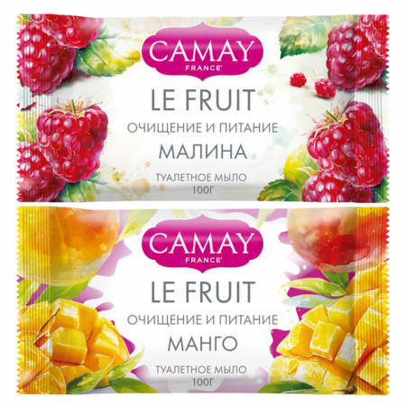 Мыло твердое туалетное CAMAY LE FRUIT Малина/Манго 100г 