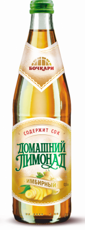 Напиток безалкогольный среднегазированный Домашний лимонад Имбирный СТЕКЛОБУТЫЛКА 0,5 л 