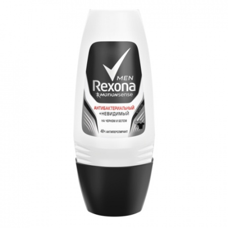 Антиперспирант шариковый Rexona MEN Невидимый/на черном и белом+Антибактериальный, 50 мл  