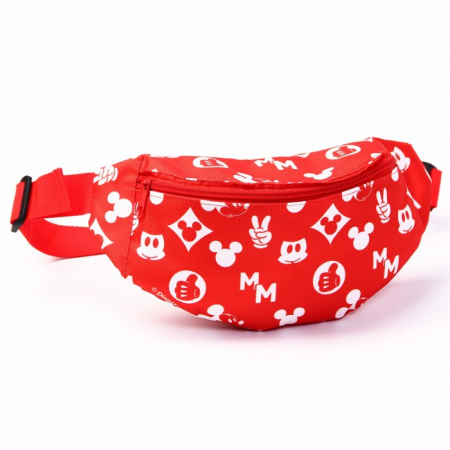 Сумка на пояс "Микки", 25*6*13, отд на молнии, без подклада, красный 7728778 