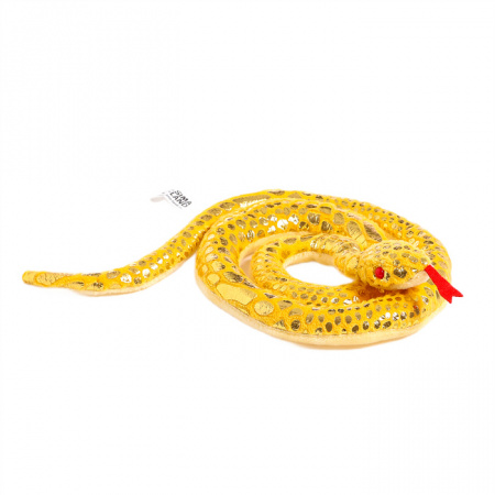 Мягкая игрушка Змея цвет жёлтый с золотыми вставками 80см 