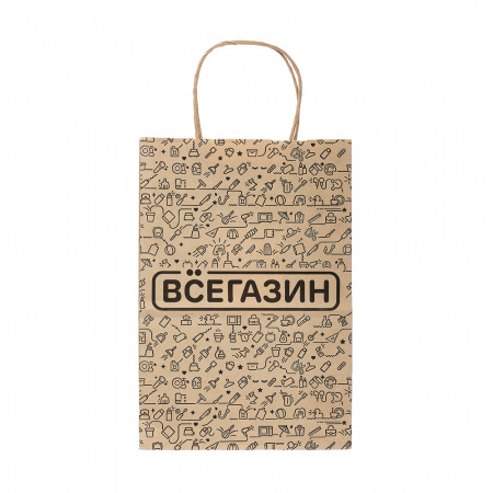 Пакет бумажный ВСЁГАЗИН кр.ручка крафт 18x12x26см 