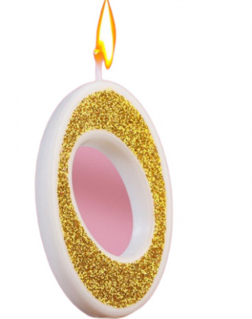 Свеча для торта Блёстки цифра 0, золотистая, 5,2см 