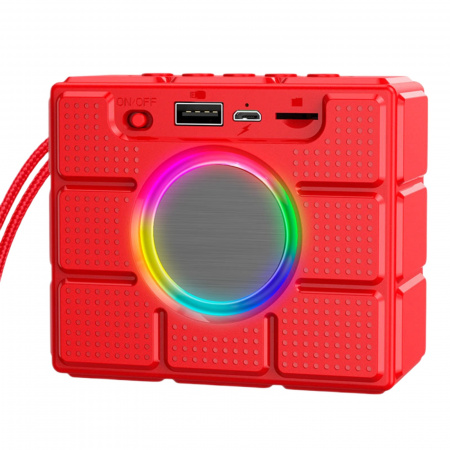 Портативная колонка Borofone BR16 Gage, 5Вт, BT5.1, FM microSD USB, 1200мАч, красная 
