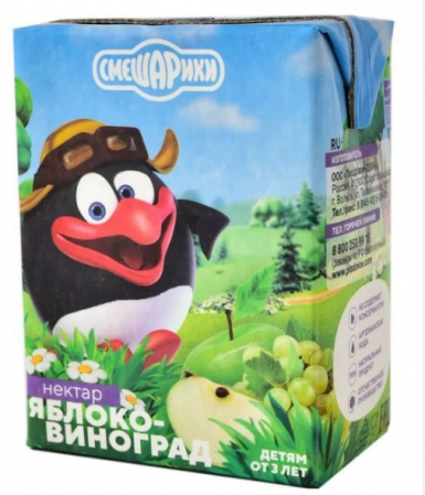 Нектар яблочно-виноградный Смешарики Тетра Пак 0,2л 